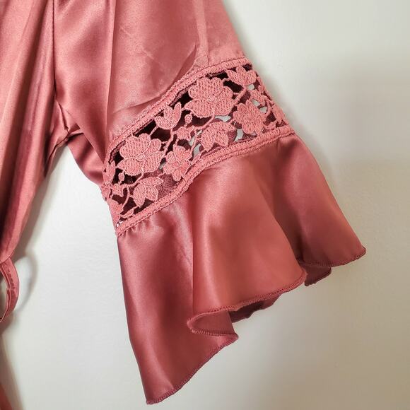 Terracotta Bridesmaid Robe Bridal Party Robe Satin Robe PLUS SIZE - Picture 7 of 8